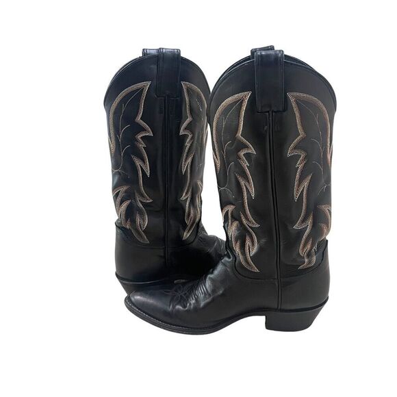 Justin Men’s Royal Classic 1419 Black Leather Western Cowboy Boots Size 8B